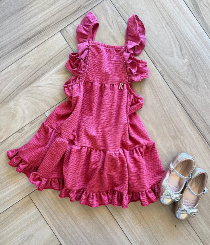 fernandaramoskids com br Vestido Infantil Feminino Curto com Pérola 1