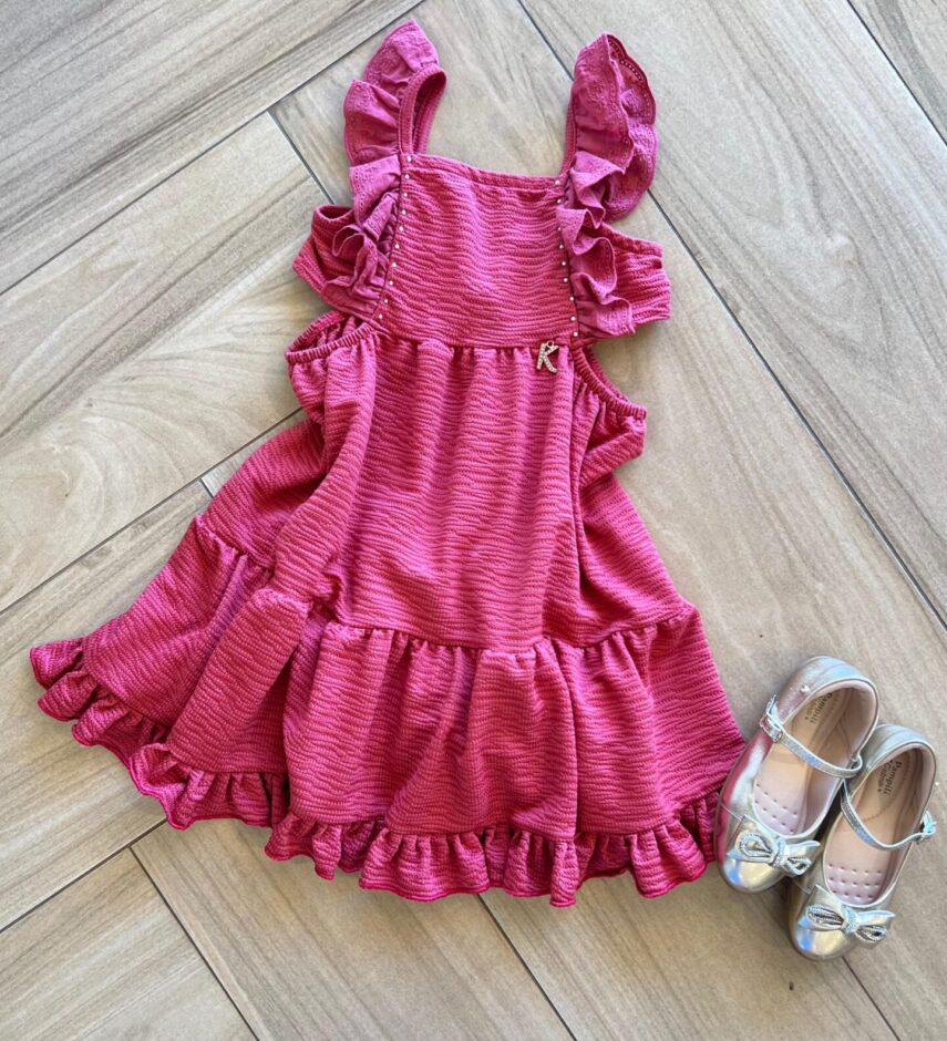fernandaramoskids com br Vestido Infantil Feminino Curto com Pérola 1