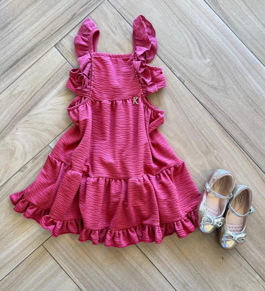 Vestido Infantil Feminino Curto com Pérola Fernanda ramos kids