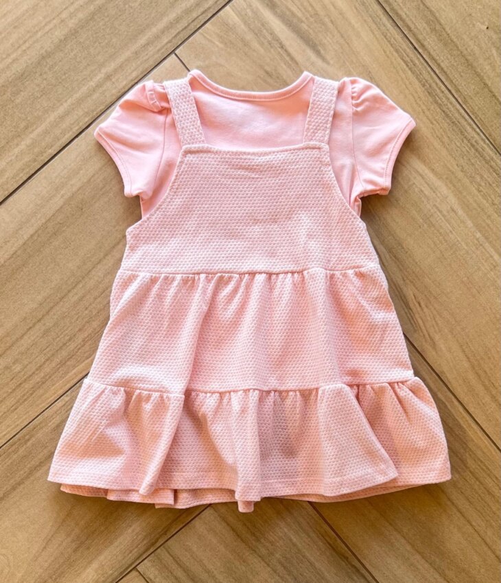 Vestido Infantil Feminino Curto com Sobreposição Rosa Arco Iris 1 Fernanda Ramos Kids