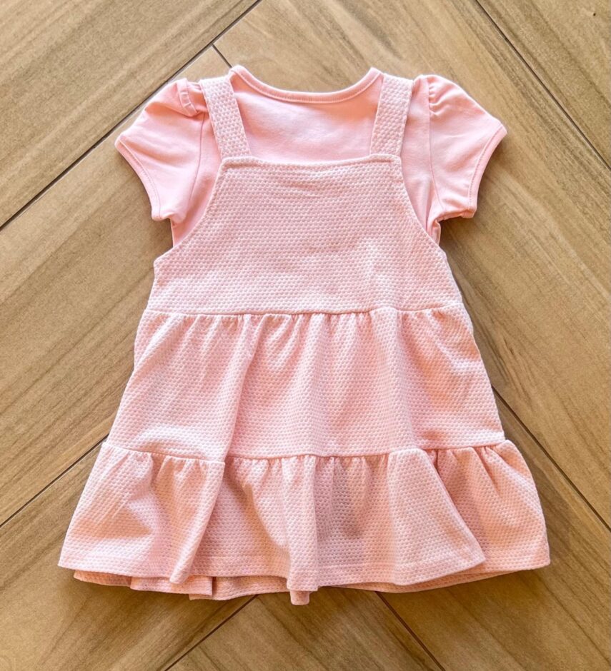 Vestido Infantil Feminino Curto com Sobreposição Rosa Arco Iris 1 Fernanda Ramos Kids