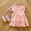 Vestido Infantil Feminino Curto com Sobreposição Rosa Arco Iris Fernanda Ramos Kids