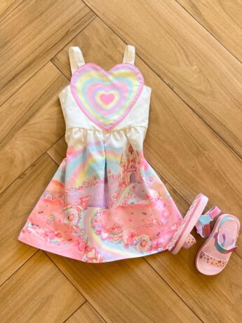 Vestido Infantil Feminino Curto Coração Fernanda ramos kids