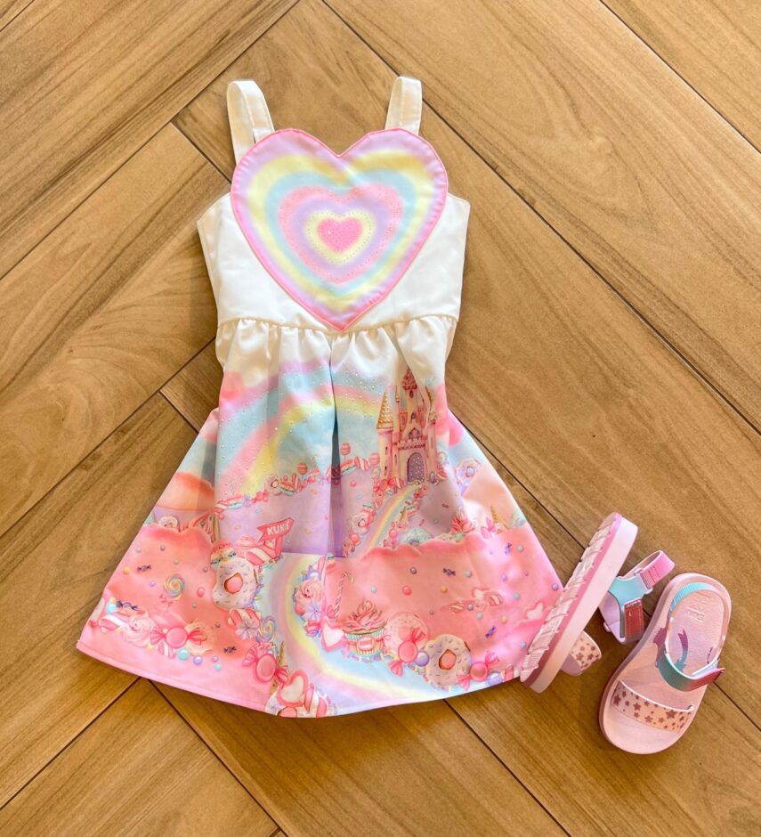 Vestido Infantil Feminino Curto Coração Fernanda ramos kids