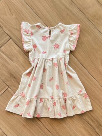 Vestido Infantil Feminino Curto Detalhe na Manga Nude Fernanda Ramos Kids
