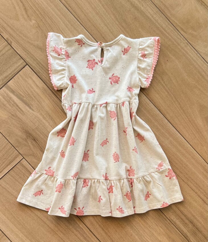 Vestido Infantil Feminino Curto Detalhe na Manga Nude Fernanda Ramos Kids