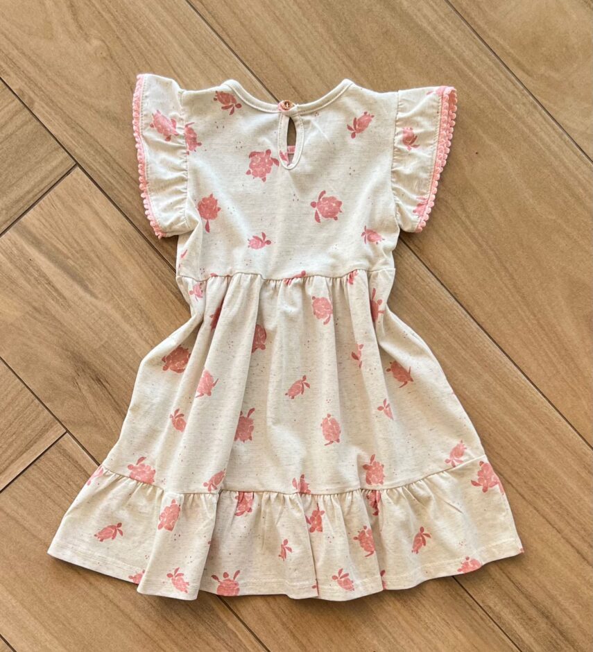 Vestido Infantil Feminino Curto Detalhe na Manga Nude Fernanda Ramos Kids