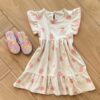 Vestido Infantil Feminino Curto Detalhe na Manga Nude Fernanda Ramos Kids