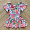 Vestido Infantil Feminino Curto em Cotton Estampa Tropical Fernanda Ramos Store