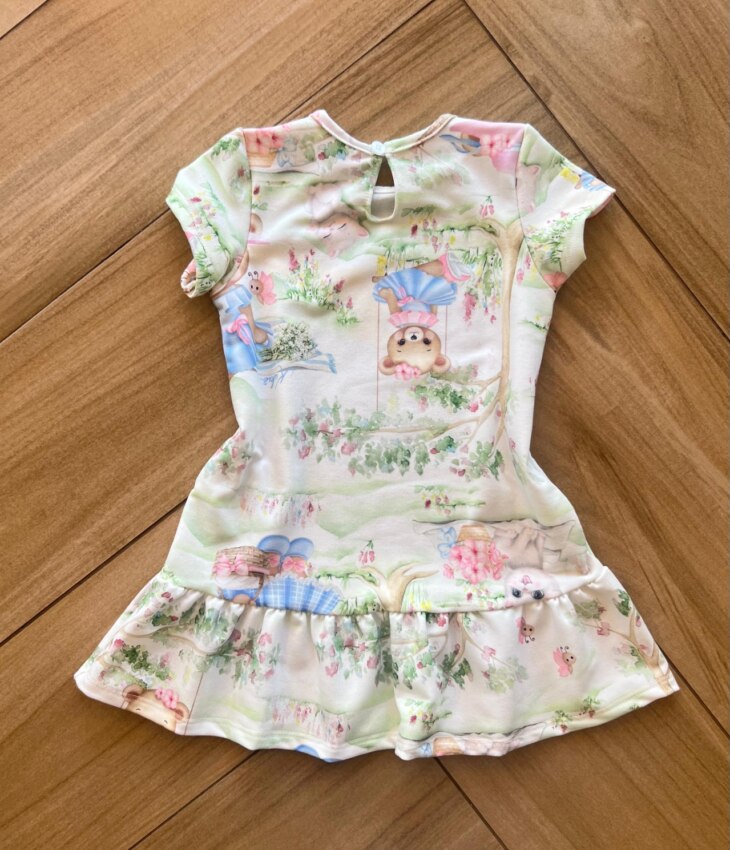 Fernanda ramos kids Vestido Infantil Feminino Curto em Molecotton Ursinho 1