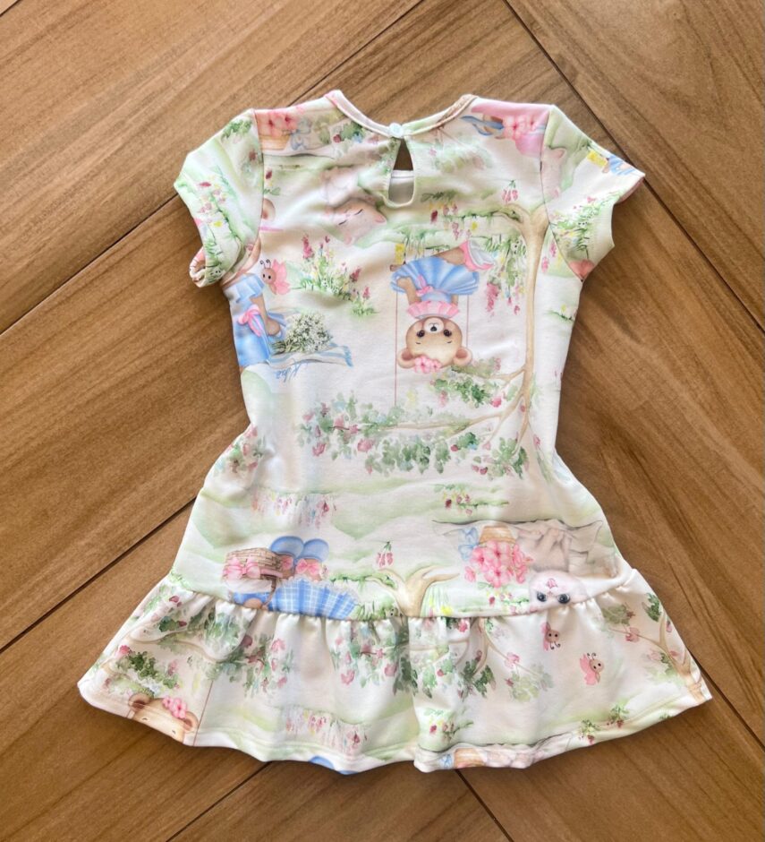 Fernanda ramos kids Vestido Infantil Feminino Curto em Molecotton Ursinho 1