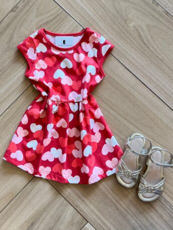 Vestido Infantil Feminino Curto Estampa Coração Fernanda ramos kids