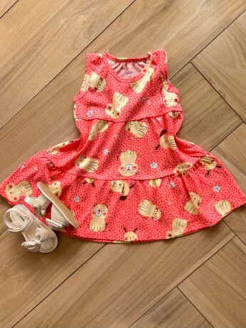 Vestido Infantil Feminino Curto Estampa Dog Amarelo Fernanda ramos kids