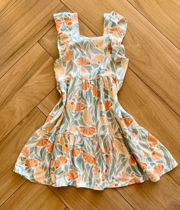 Vestido Infantil Feminino Curto Estampa Flor 1 Fernanda ramos kids