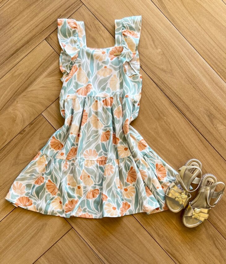 Vestido Infantil Feminino Curto Estampa Flor Fernanda ramos kids