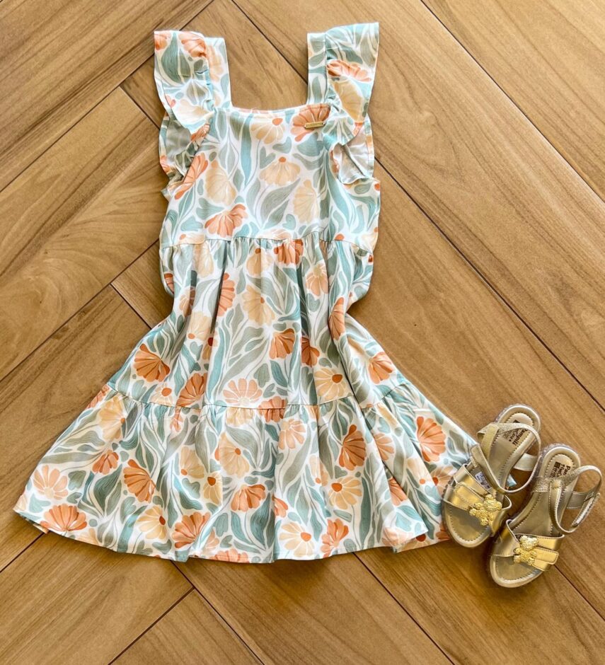 Vestido Infantil Feminino Curto Estampa Flor Fernanda ramos kids