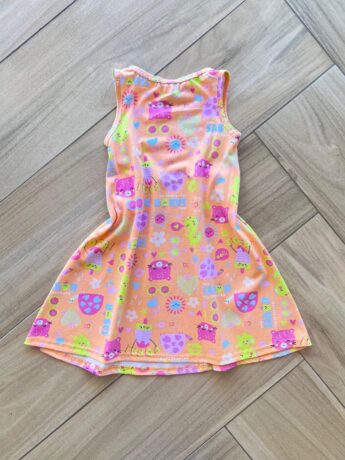 Vestido Infantil Feminino Curto Evase com Bichinho Laranja Fernanda Ramos Kids