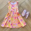 Vestido Infantil Feminino Curto Evase com Bichinho Laranja Fernanda Ramos Kids
