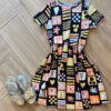 Vestido Infantil Feminino Curto Evase Estampa Manga curta Fernanda ramos kids