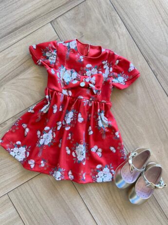 fernandaramoskids com br Vestido Infantil Feminino Curto Laço com Detalhes Estampado 1