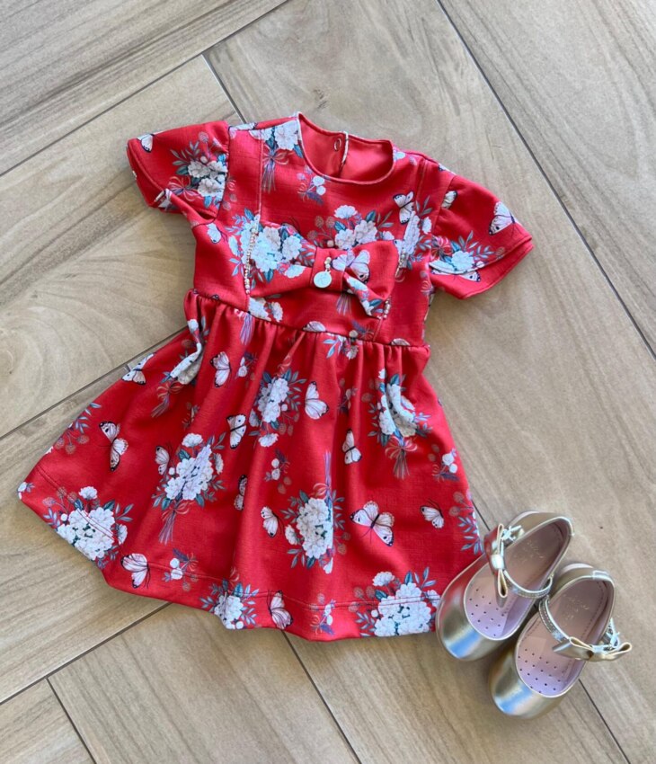 fernandaramoskids com br Vestido Infantil Feminino Curto Laço com Detalhes Estampado 1