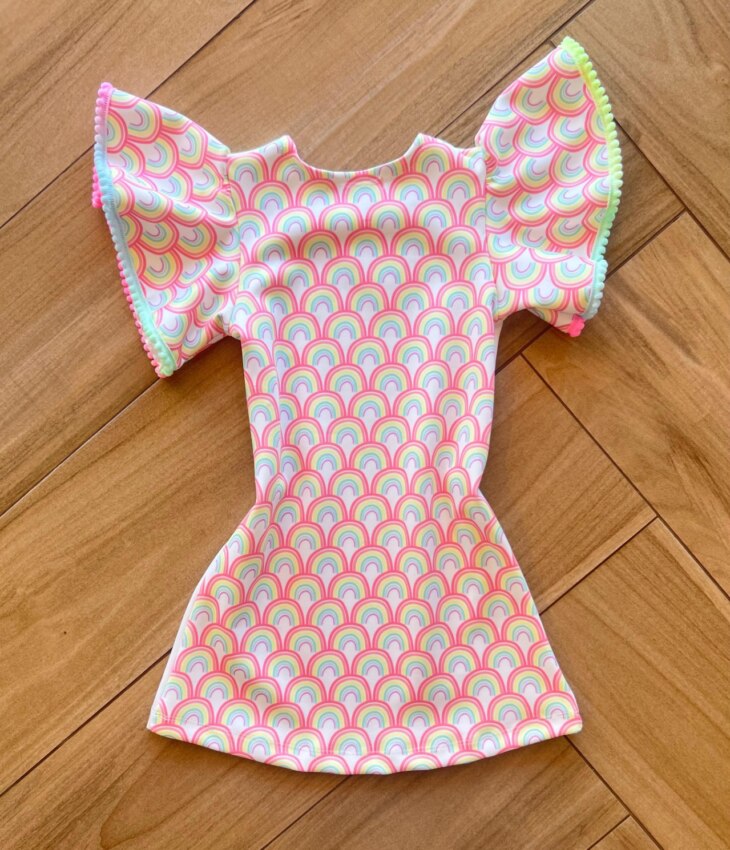 Fernanda ramos kids Vestido Infantil Feminino Curto Manga Arco Iris 1