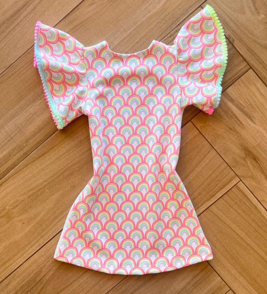 Fernanda ramos kids Vestido Infantil Feminino Curto Manga Arco Iris 1