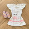 Vestido Infantil Feminino Curto Meia Malha Textura Gato Fernanda ramos kids