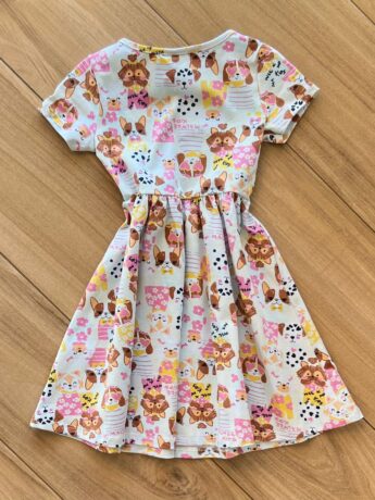 Vestido Infantil Feminino Curto Rodado Manga Curta Estampa Animal Fernanda Ramos Kids