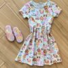 Vestido Infantil Feminino Curto Rodado Manga Curta Estampa Animal Fernanda Ramos Kids