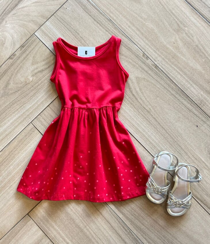 Vestido Infantil Feminino Curto Rodado Vermelho Fernanda ramos kids