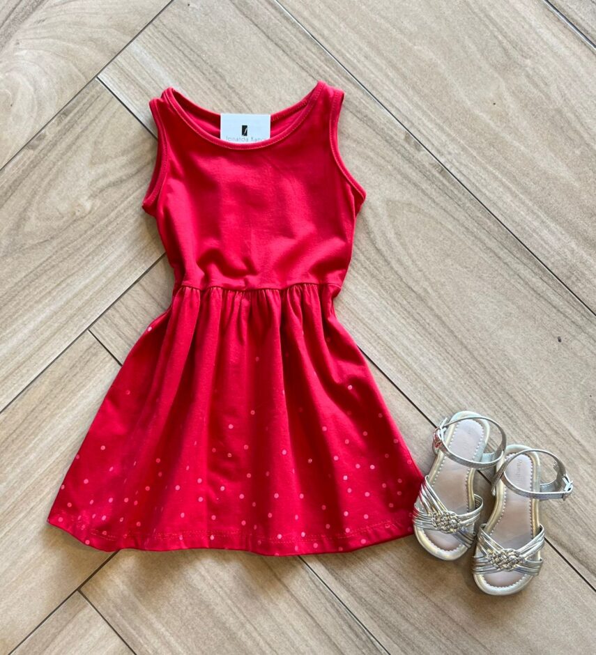Vestido Infantil Feminino Curto Rodado Vermelho Fernanda ramos kids