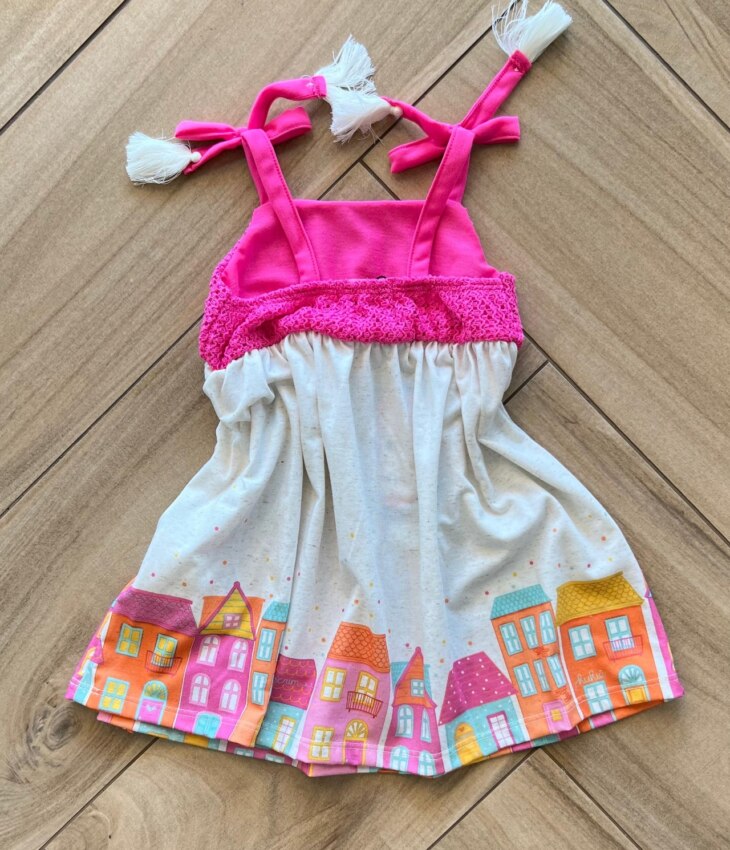 fernandaramoskids com br Vestido Infantil Feminino Curto Tecido Tricot e Cotton 1