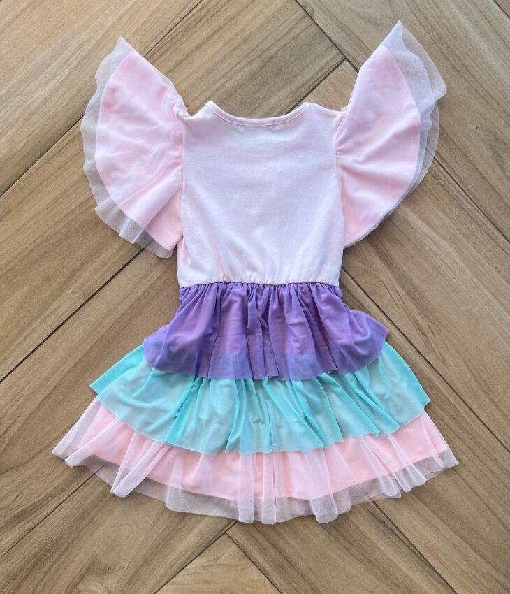 Fernanda ramos kids Vestido Infantil Feminino Curto Unicórnio Camadas em Tule 1