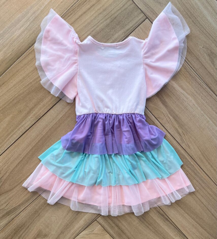 Fernanda ramos kids Vestido Infantil Feminino Curto Unicórnio Camadas em Tule 1