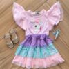 Vestido Infantil Feminino Curto Unicórnio Camadas em Tule Fernanda ramos kids
