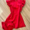 Vestido Infantil Feminino Detalhe Laço e Corações e Calcinha Vermelho Fernanda Ramos Kids