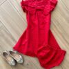 Vestido Infantil Feminino Detalhe Laço e Corações e Calcinha Vermelho Fernanda Ramos Kids
