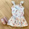 Vestido Infantil Feminino Estampa Conchas do Mar com Brilho Fernanda ramos kids