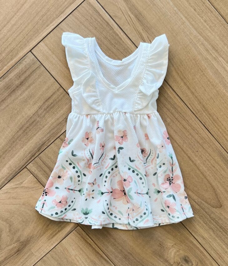 Vestido Infantil Feminino Estampa Flor Rosa com Brilho 1 Fernanda ramos kids