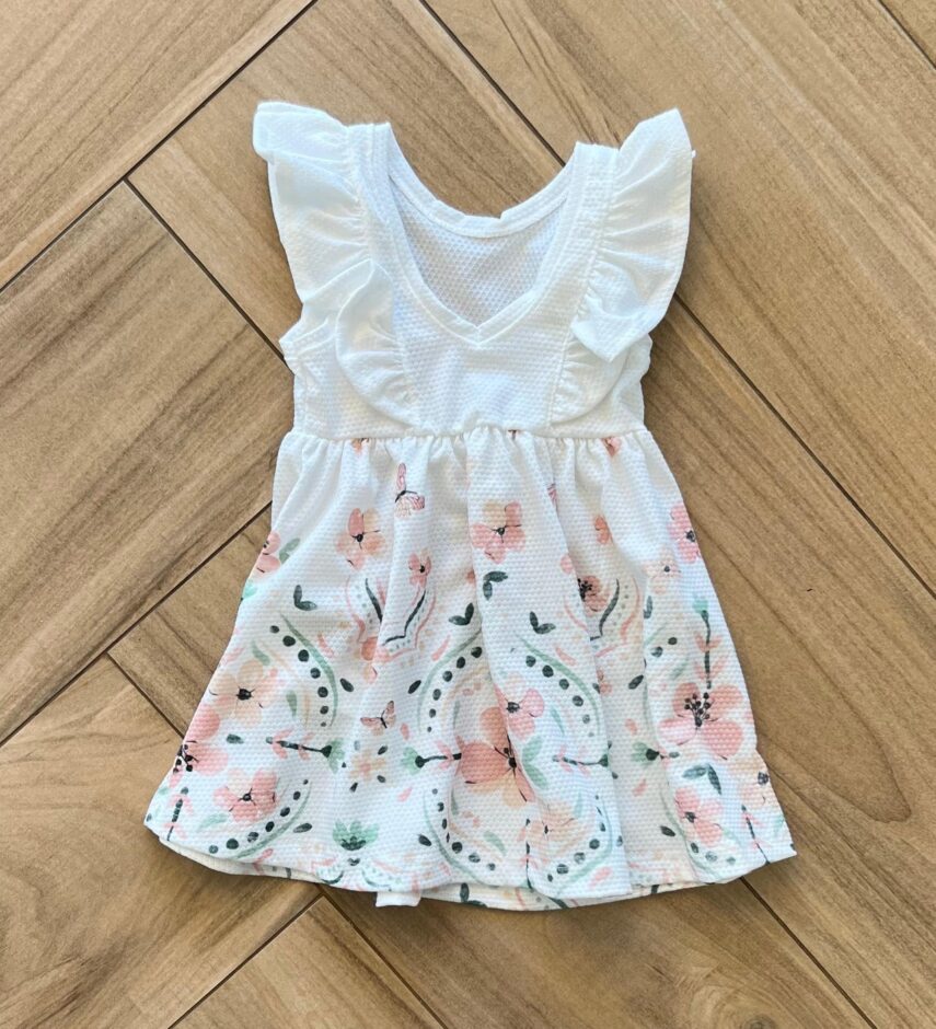Vestido Infantil Feminino Estampa Flor Rosa com Brilho 1 Fernanda ramos kids