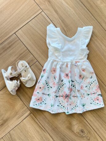 Vestido Infantil Feminino Estampa Flor Rosa com Brilho Fernanda ramos kids