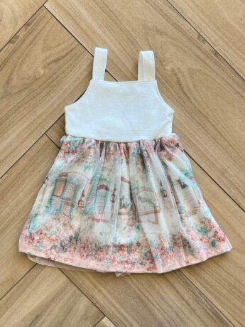 fernandaramoskids com br Vestido Infantil Feminino Estampado com Detalhe em Pérola e Tule 1