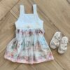 Vestido Infantil Feminino Estampado com Detalhe em Pérola e Tule Fernanda ramos kids