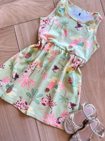 fernandaramoskids com br Vestido Infantil Feminino Estampado Enjoy The Summer Verde1