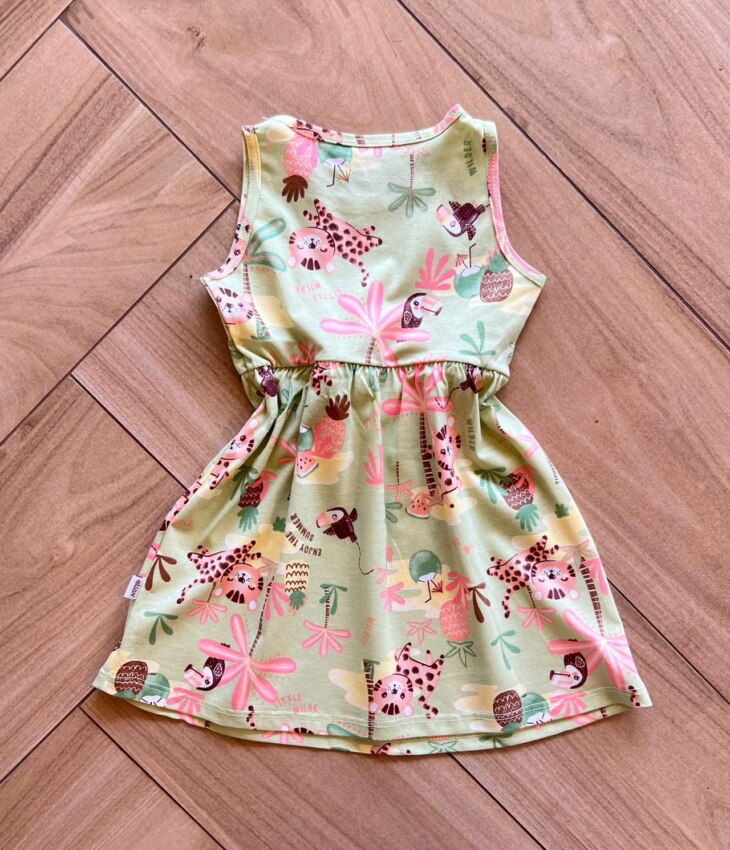 fernandaramoskids com br Vestido Infantil Feminino Estampado Enjoy The Summer Verde2