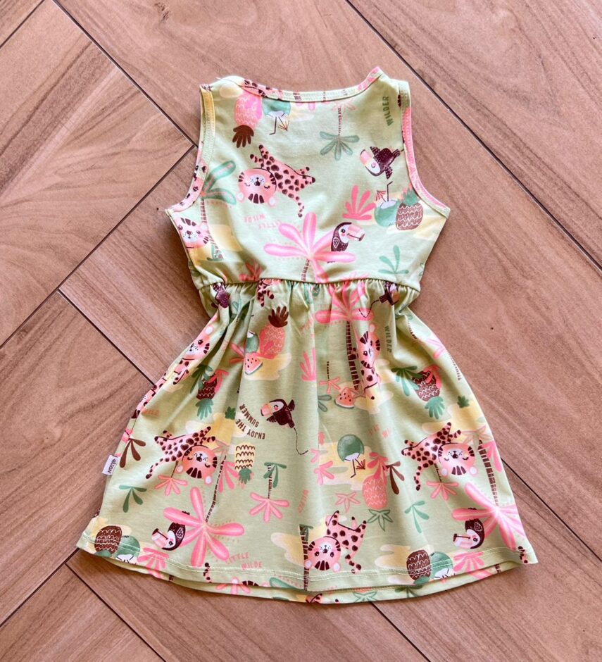 fernandaramoskids com br Vestido Infantil Feminino Estampado Enjoy The Summer Verde2