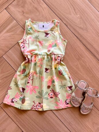 Vestido Infantil Feminino Estampado Enjoy The Summer Verde Fernanda Ramos Kids