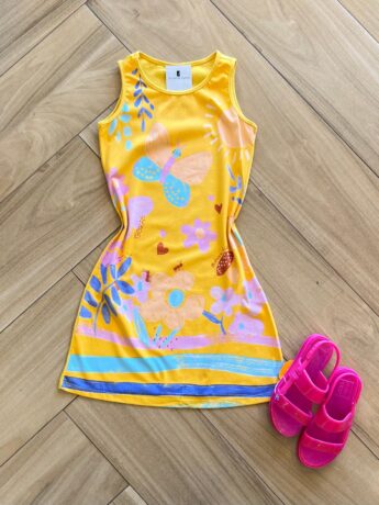 Vestido Infantil Feminino Evase Básico Amarelo Fernanda ramos kids
