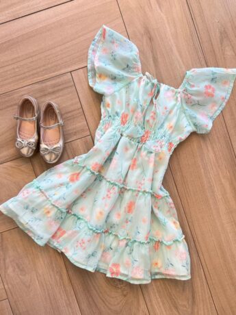 fernandaramoskids com br Vestido Infantil Feminino Floral com Fio Prata 1
